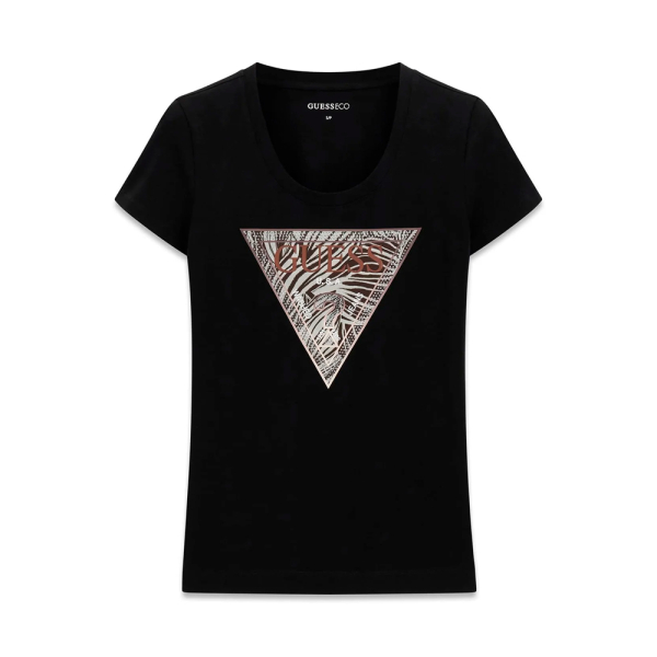 Guess T-shirts hauts et polos Noir - T-shirt avec logo triangulaire imprim zbre - M - Ref 32 €