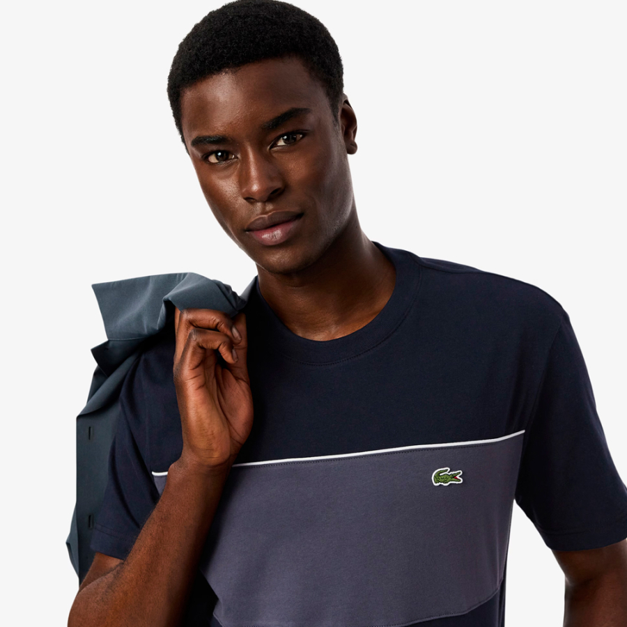 t-shirt-en-coton-a-blocs-de-couleur t-shirt-en-coton-a-blocs-de-couleur