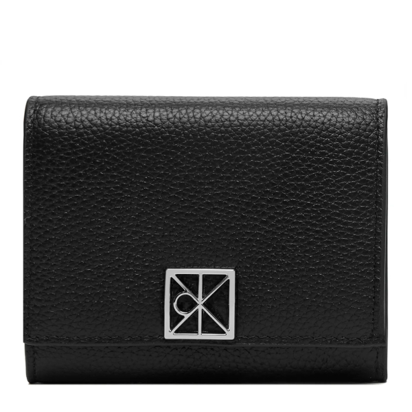 Calvin Klein Portefeuille en cuir grain trois volets avec protection RFID - U Noir- Ref 49 €