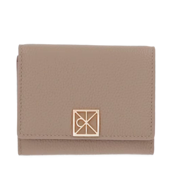 Calvin Klein Portefeuille en cuir grain trois volets avec protection RFID - U Brun- Ref 49 €