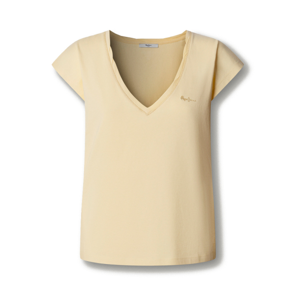 Pepe Jeans T-shirts hauts et polos Jaune - T-shirt col en V avec logo imprim - M - Ref 23 €