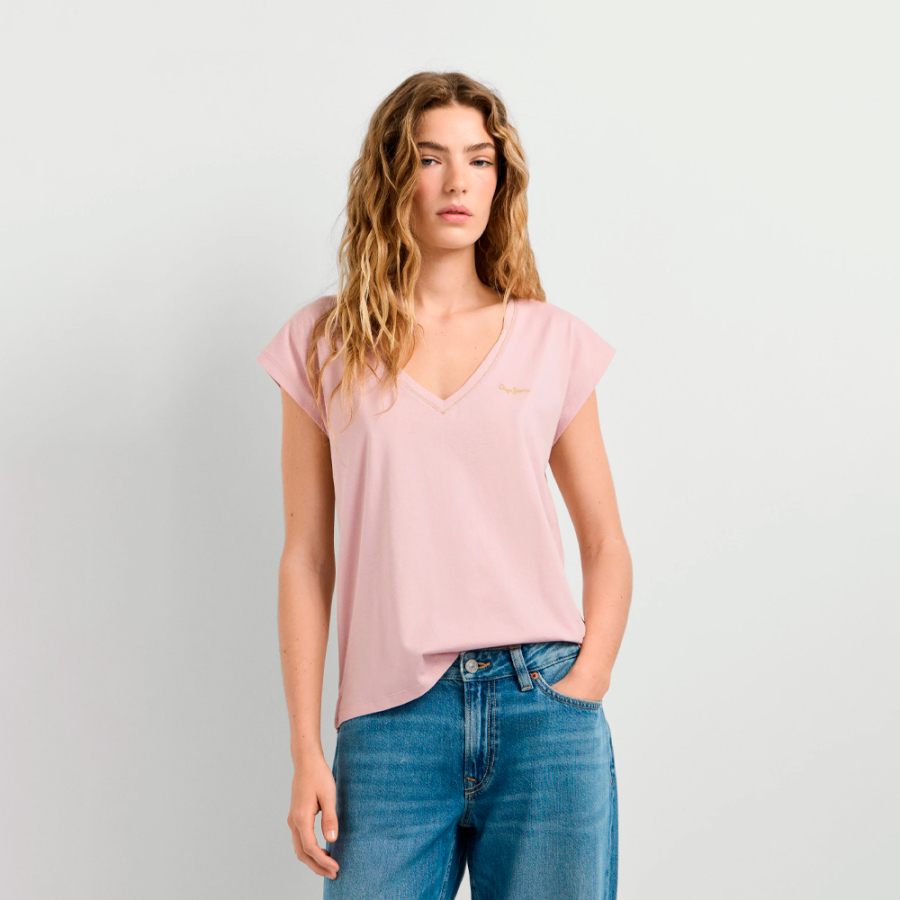 t-shirt-mit-v-ausschnitt-und-aufgedrucktem-logo