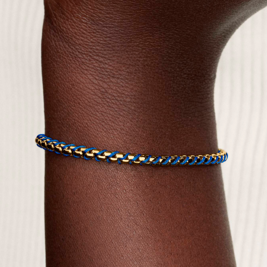 bracciale-con-catena-a-scatola-e-cordino-blu-563816c02 bracciale-con-catena-a-scatola-e-cordino-blu-563816c02
