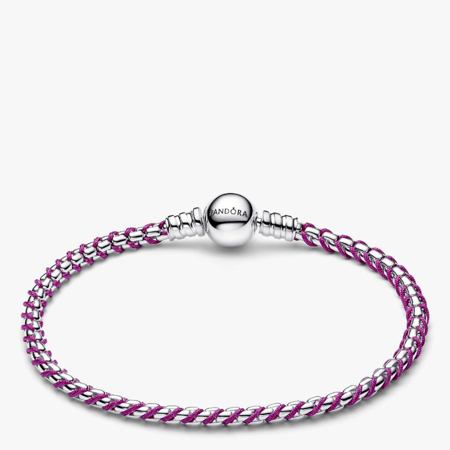 bracciale-a-catena-con-cordino-viola-593816c03 bracciale-a-catena-con-cordino-viola-593816c03