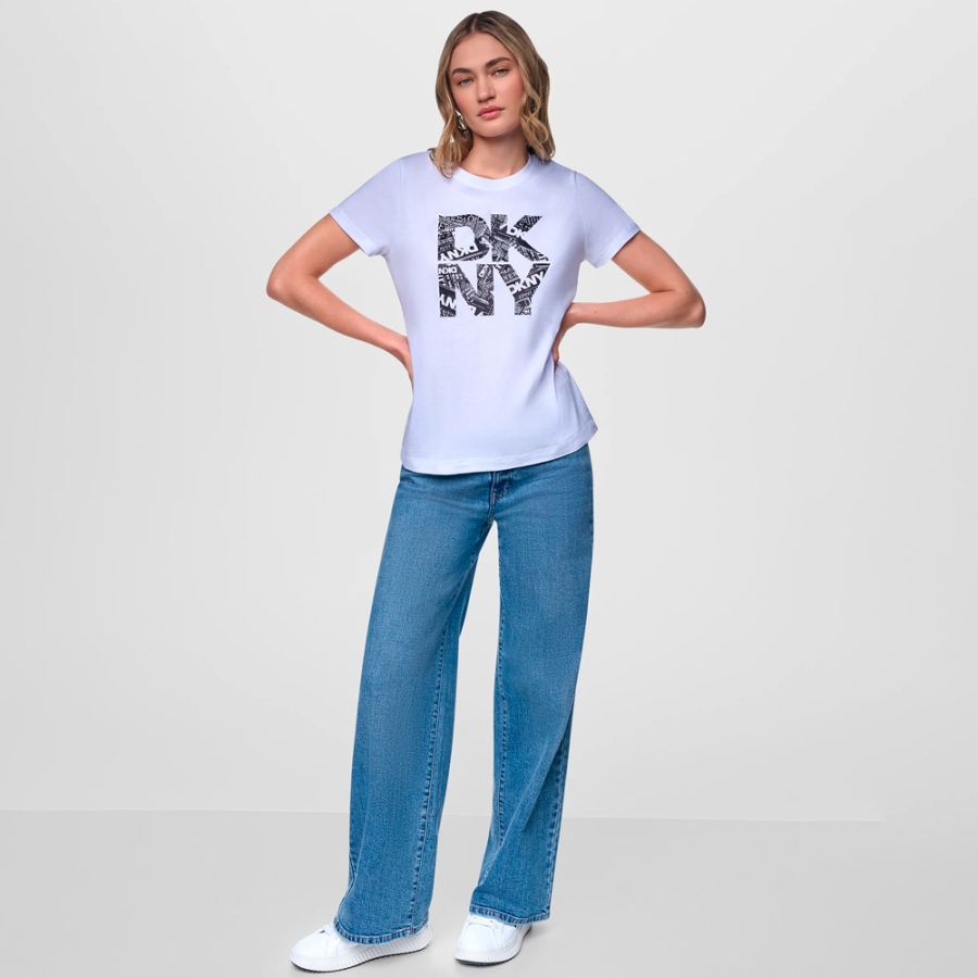 newsprint-dkny-stacked-logo-t-shirt newsprint-dkny-stacked-logo-t-shirt