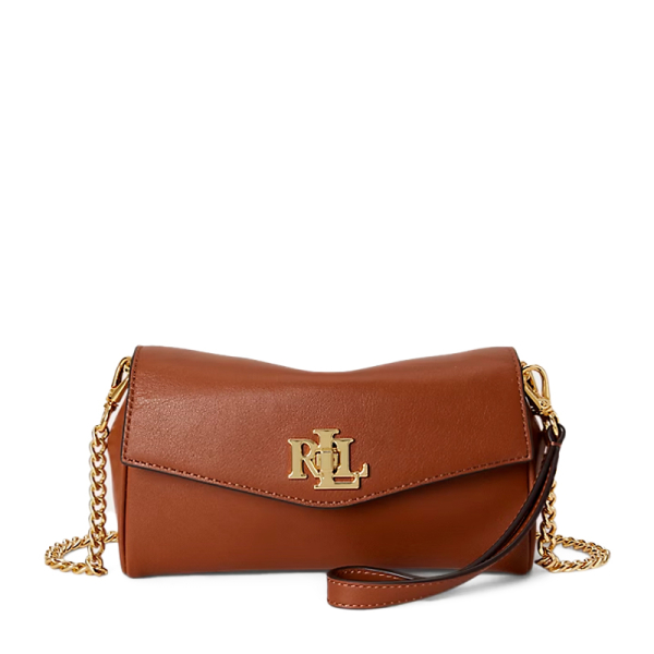 Ralph Lauren Pochette dragonne en cuir nappa avec fermoir tourniquet - UNICAN chameau- Ref 212 €