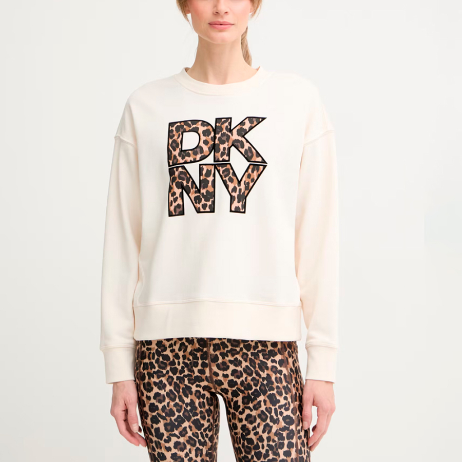 dkny-sweatshirt-mit-gestucktem-leopardenlogo-und-rundhalsausschnitt