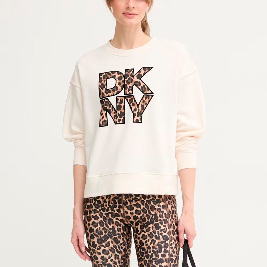 felpa-girocollo-dkny-con-logo-leopardato-sovrapposto felpa-girocollo-dkny-con-logo-leopardato-sovrapposto