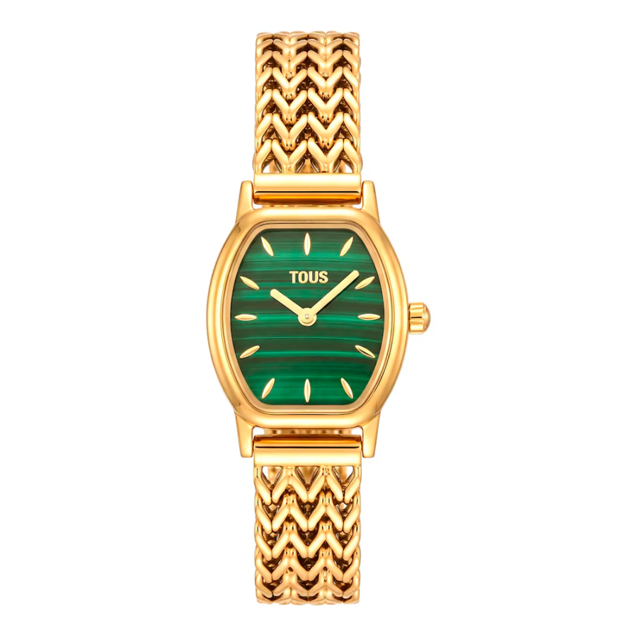 reloj-analogico-con-brazalete-de-acero-dorado-y-malaquita-osier-mini