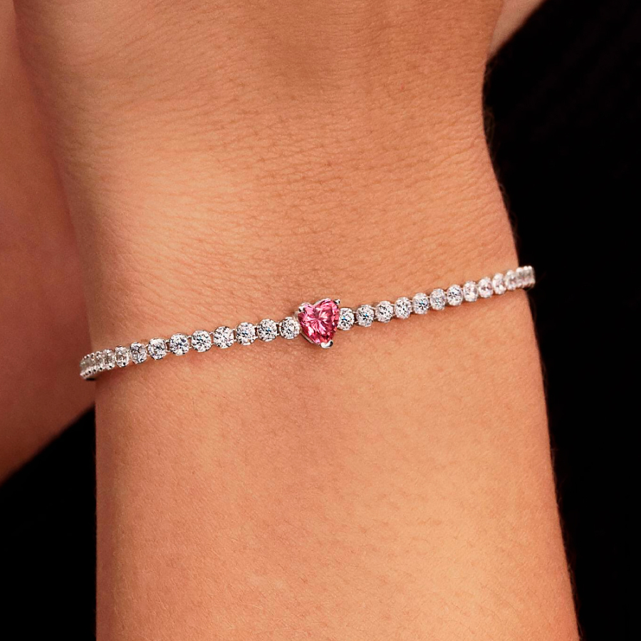 pulsera-de-tenis-corazon-brillante-rosa-590041c03 pulsera-de-tenis-corazon-brillante-rosa-590041c03
